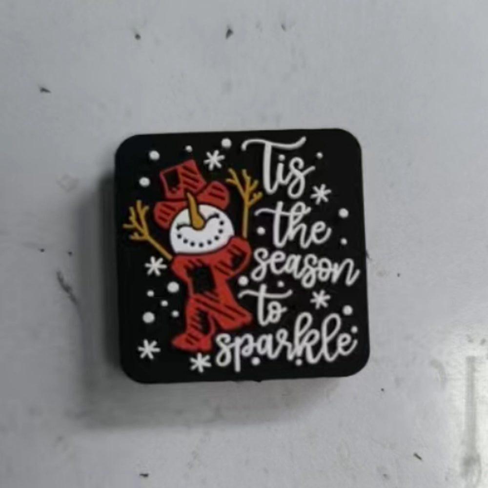 Wholesale 10pcs Cartoon Snowman Snowflake Pattern Silicone Beads