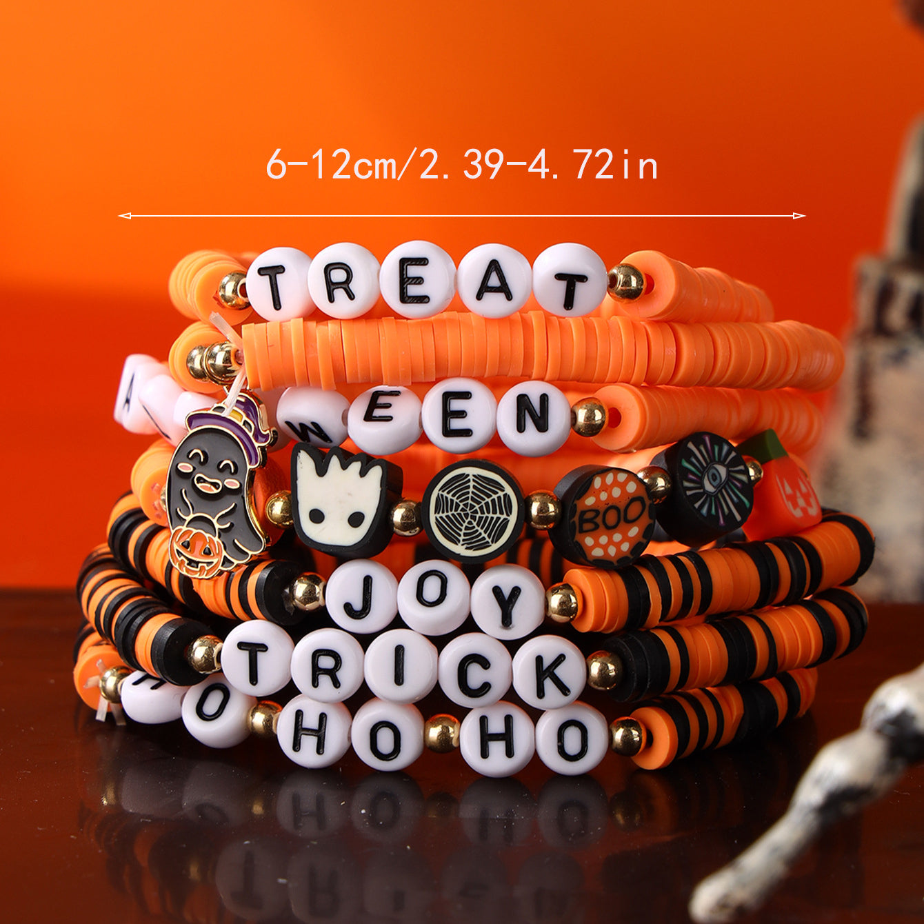 Wholesale 50PCS New Halloween Set Polymer Clay Beaded Bracelet