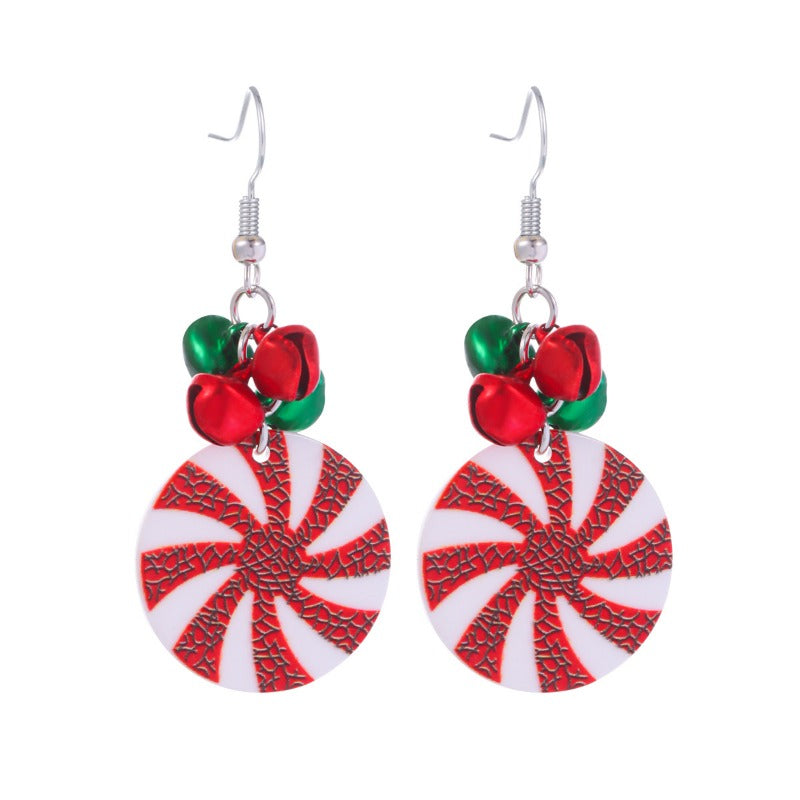 Wholesale Christmas Series Fashion Alloy Christmas Tree Old Man Bell Elk Candy Cane Earrings