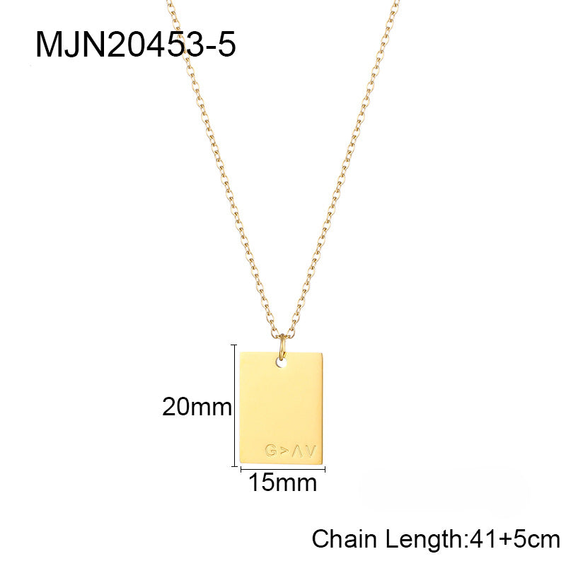Wholesale Letter Square Tag Titanium Steel Necklace