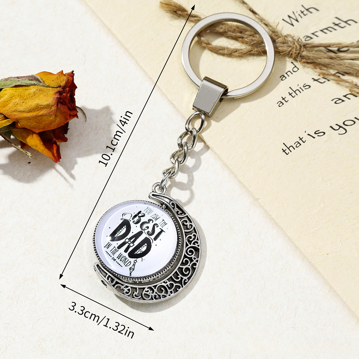 Wholesale DAD Father's Day Time Stone Metal Keychain