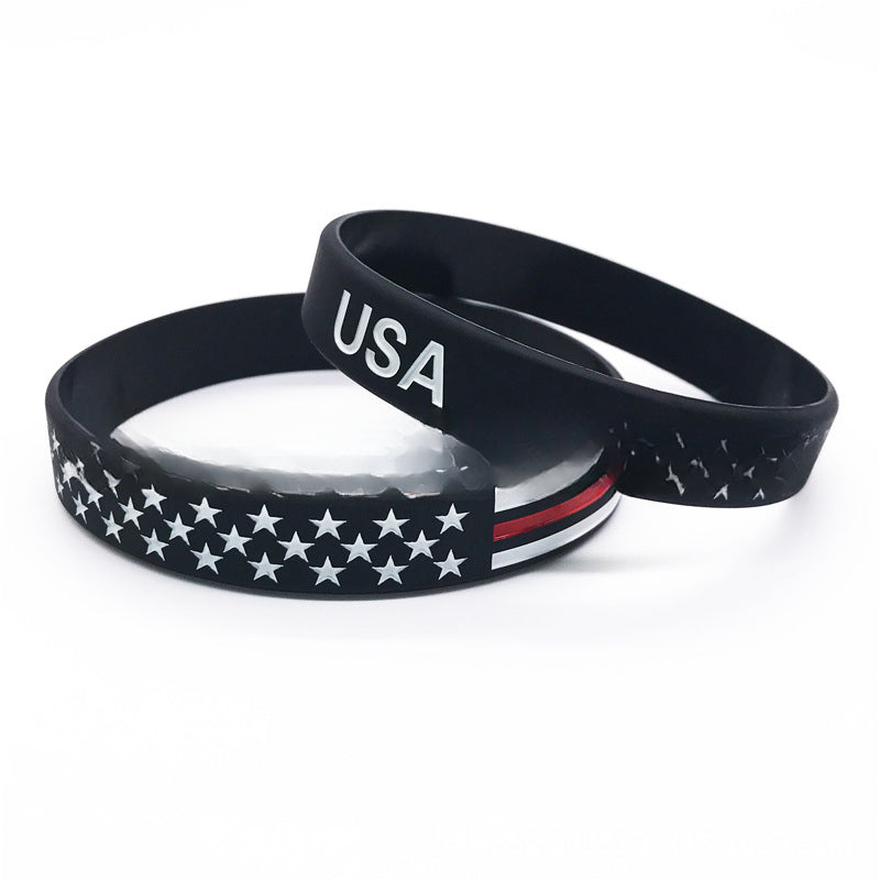 Wholesale 100PCS US Flag Independence Day Commemorative Party Silicone Bracelet