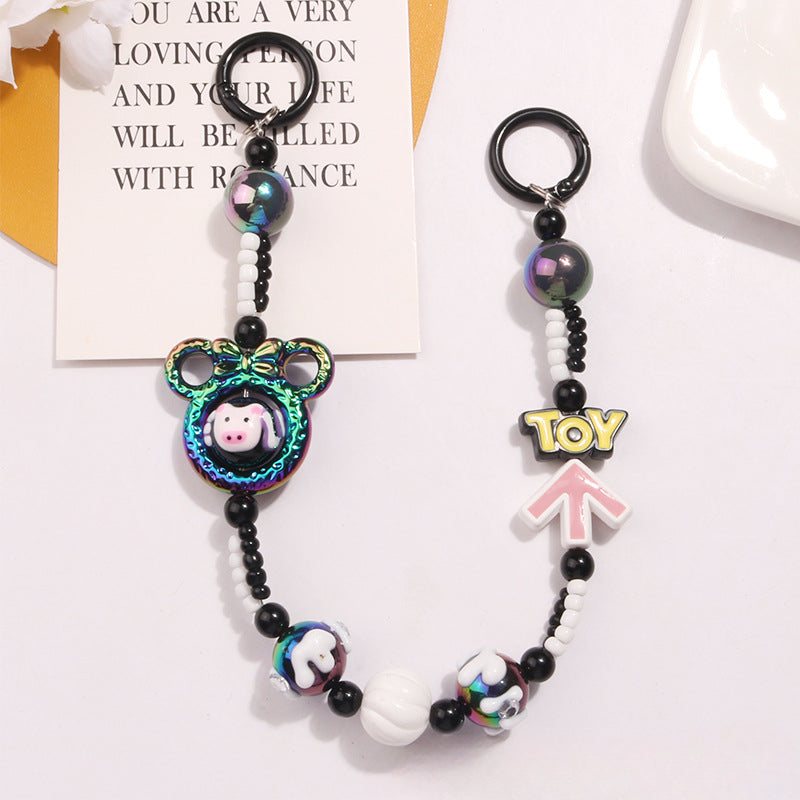 Wholesale Acrylic Rice Beads Cute Bear Keychain