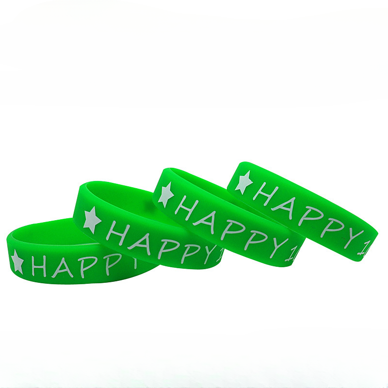 Wholesale Silicone Happy Printing Sports Bracelet