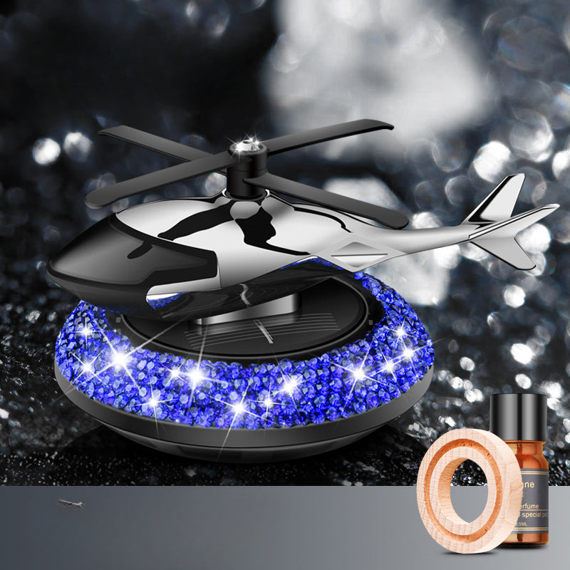 Wholesale Car Diamond Helicopter Perfume Essential Oil Aroma Diffuser Solar Energy Plastic Rotating Ornaments