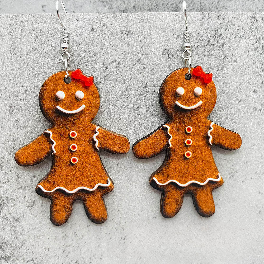 Wholesale Christmas Halloween Earrings Candy Cane Lollipop Wooden Earrings