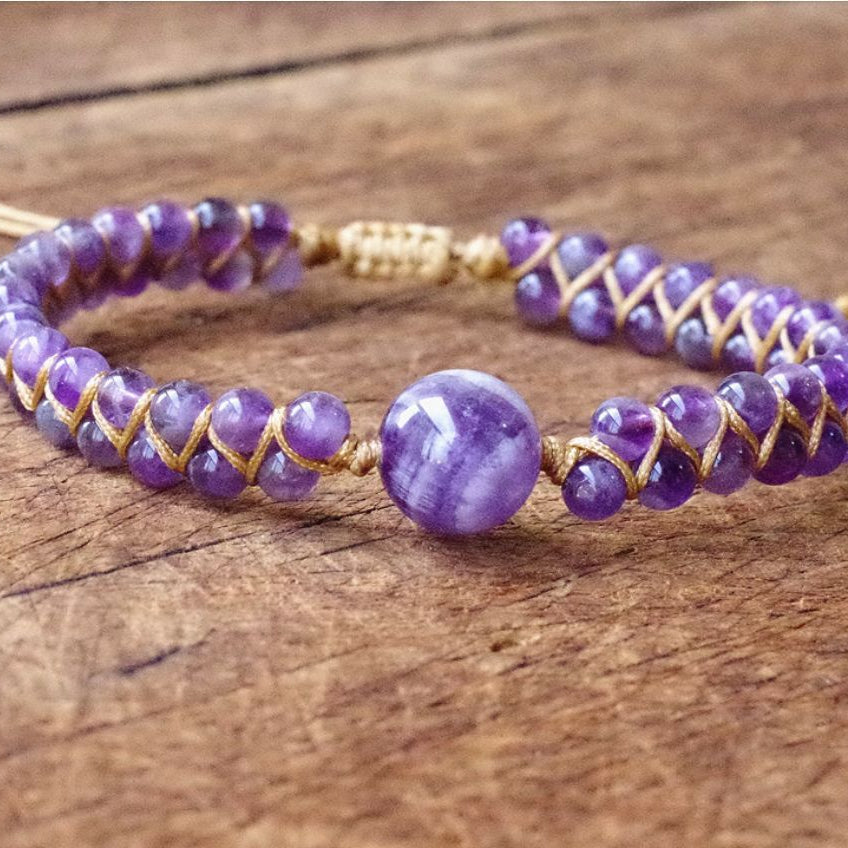 Wholesale Natural Tiger Eye Stone Woven Double Layer Bracelet