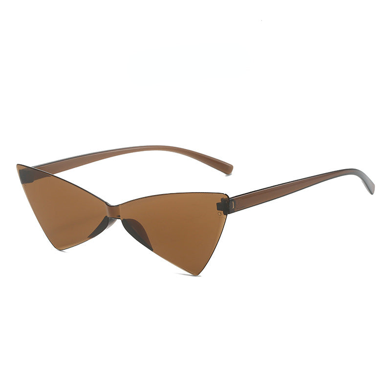 Wholesale of New Triangular Cat Eye Integrated Bow Shaped PC Sunglasses