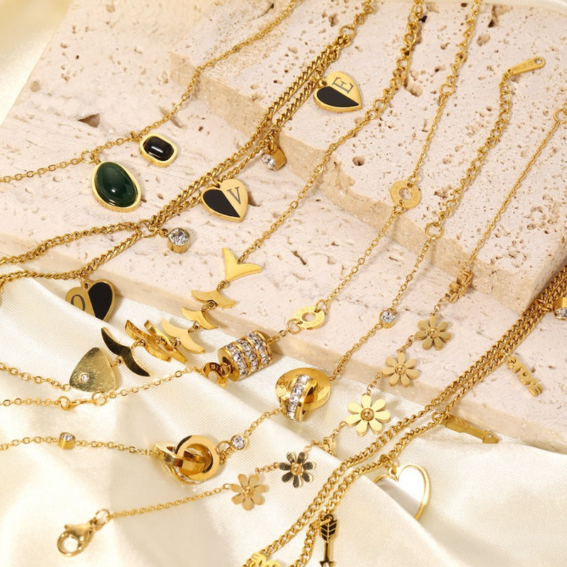 Wholesale Diamond Chain Heart Shaped Pearl Pendant Bracelet