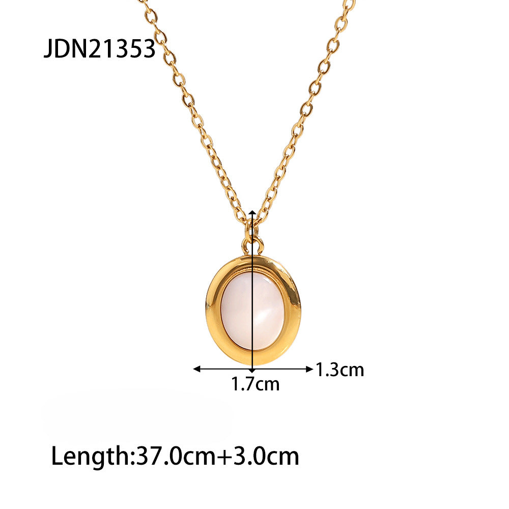 Wholesale Oval Opal Pendant Titanium Steel Bracelet