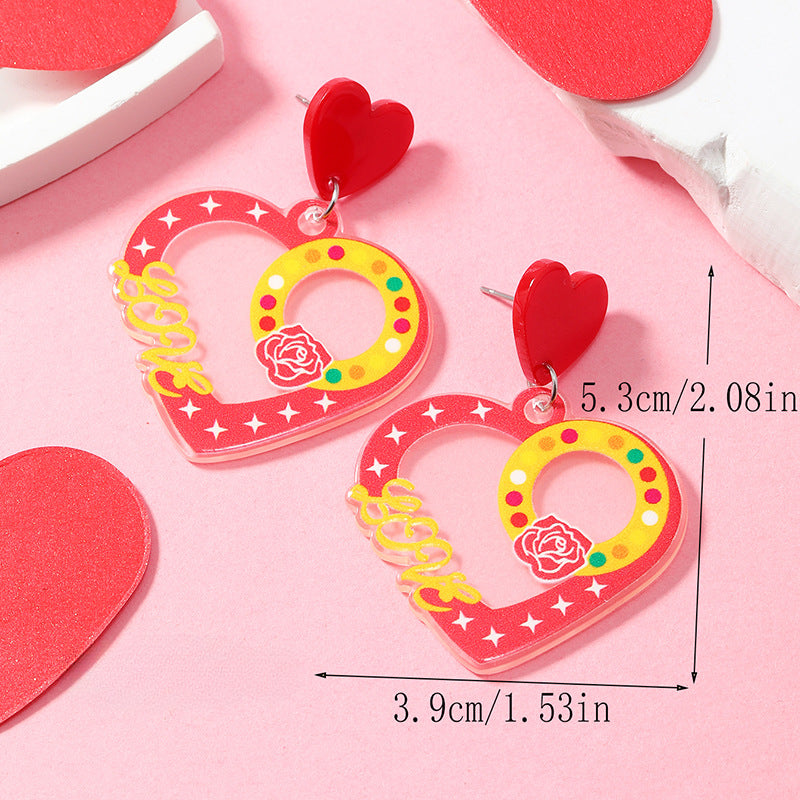 Wholesale Valentine's Day Pink Love Envelope Acrylic Earrings