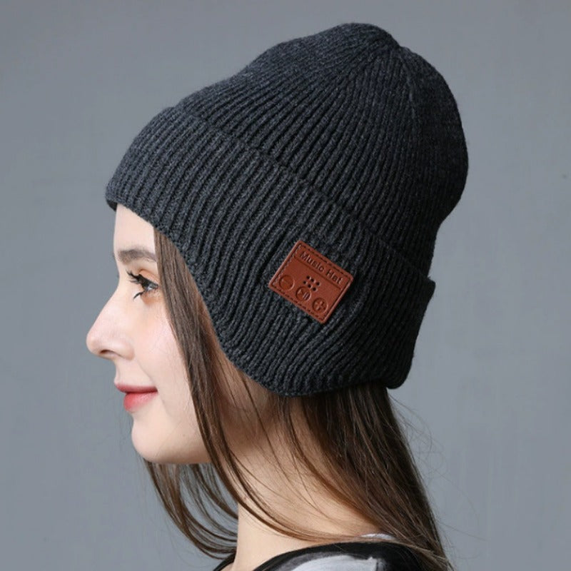 Wholesale Rechargeable Luminous Bluetooth Earphones Outdoor Warm Knitted Hat