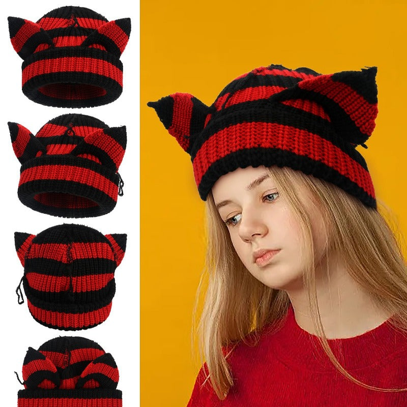 Wholesale Autumn and Winter Warm Knit Versatile and Plush Ear Protection Woolen Hat