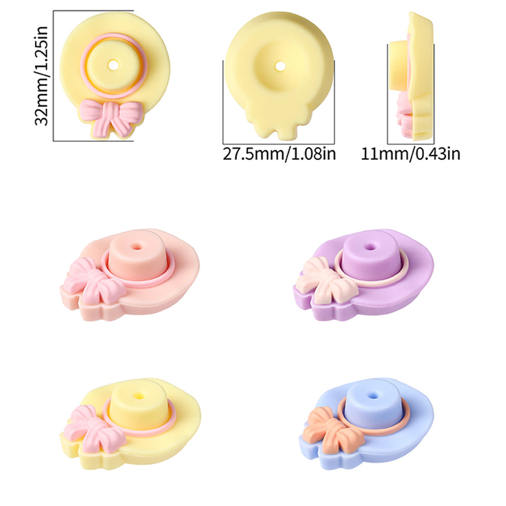 Wholesale 20pcs 3D Cartoon Bow Hat Shaped Silicone Beads