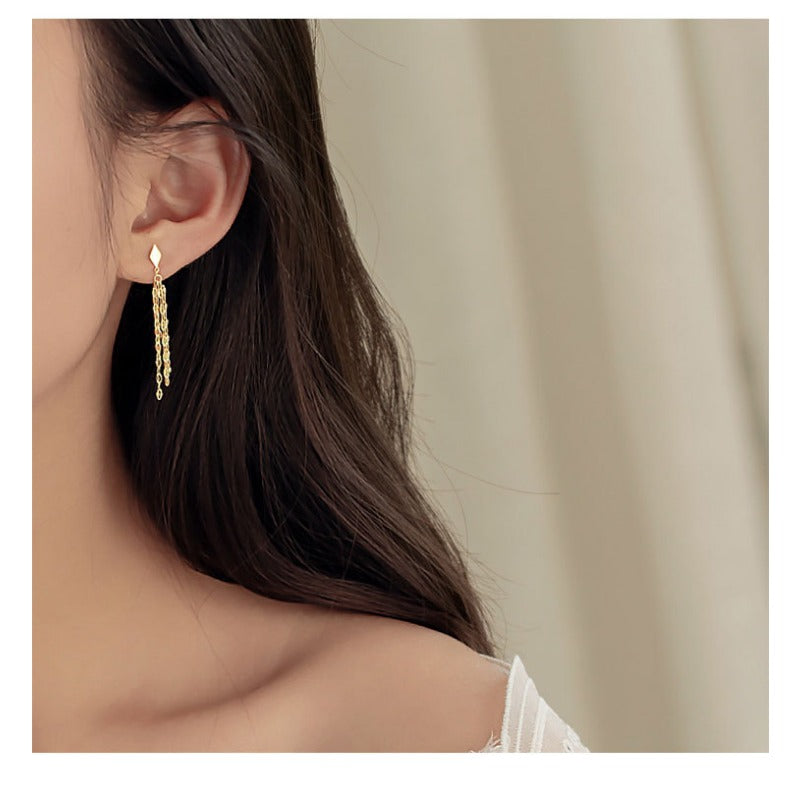 Wholesale 925 Sterling Silver Diamond Tassel Earrings