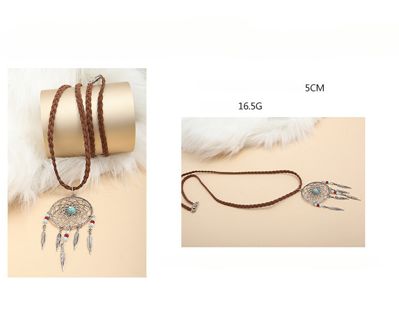 Wholesale Dream Catcher Wax Rope Pendant Alloy Necklace