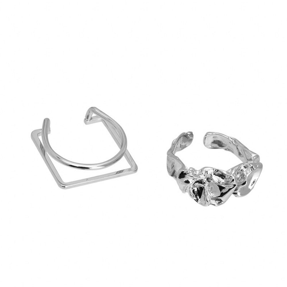 Wholesale Retro Irregular Pleated Geometric Rings