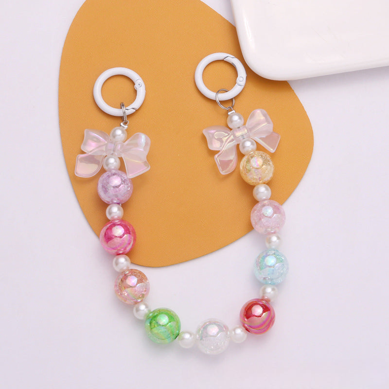 Wholesale Colorful Acrylic Burst Beads Gradient Bow Keychain