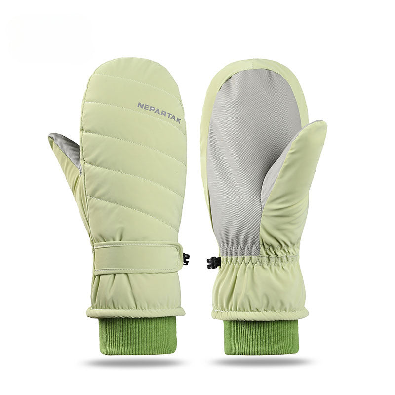 Wholesale Woven Fabric Waterproof Windproof Coldproof Thickened Plush Sports Riding Ski Mittens
