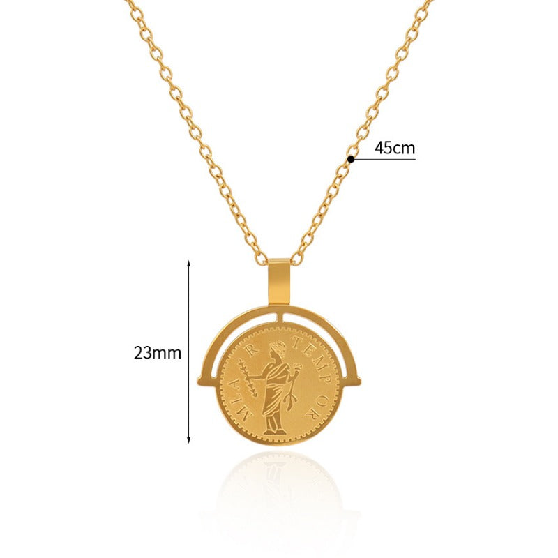 Wholesale Girl Portrait Titanium Steel 18K Gold Plated Necklace Sweater Chain