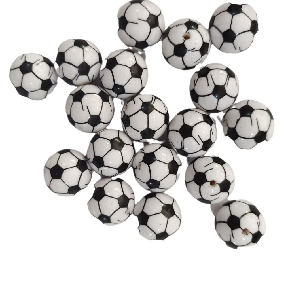 Wholesale 5pcs 20MM Football Printed Beads