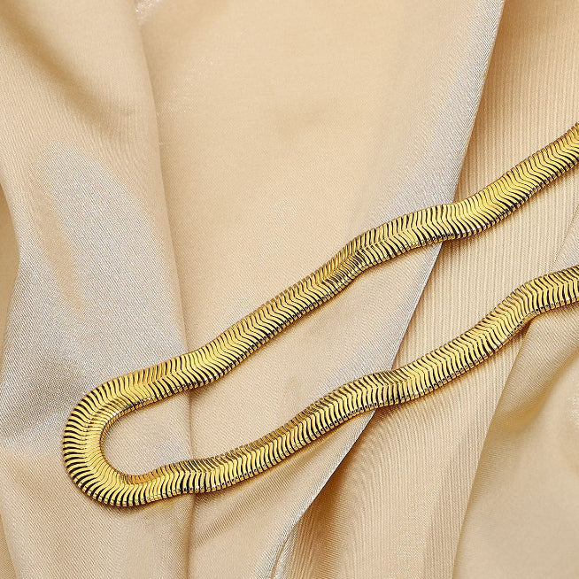 Wholesale Flat Snake Frosty Gold Plated Necklaces