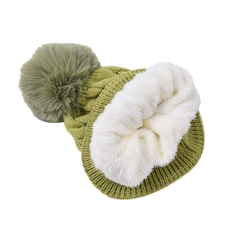 Wholesale Winter Solid Knitting Solid Acrylic Big Fried Dough Twists Thickened Warm Wool Cap