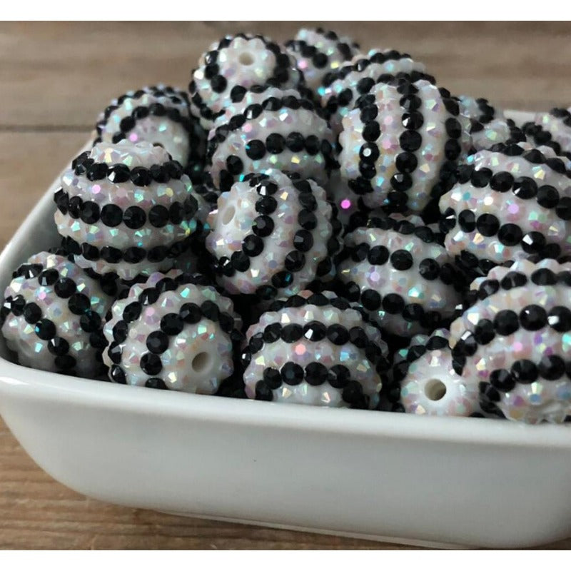 Wholesale 5pcs 16-22mm Resin Black and White Stripe Diamond Beads