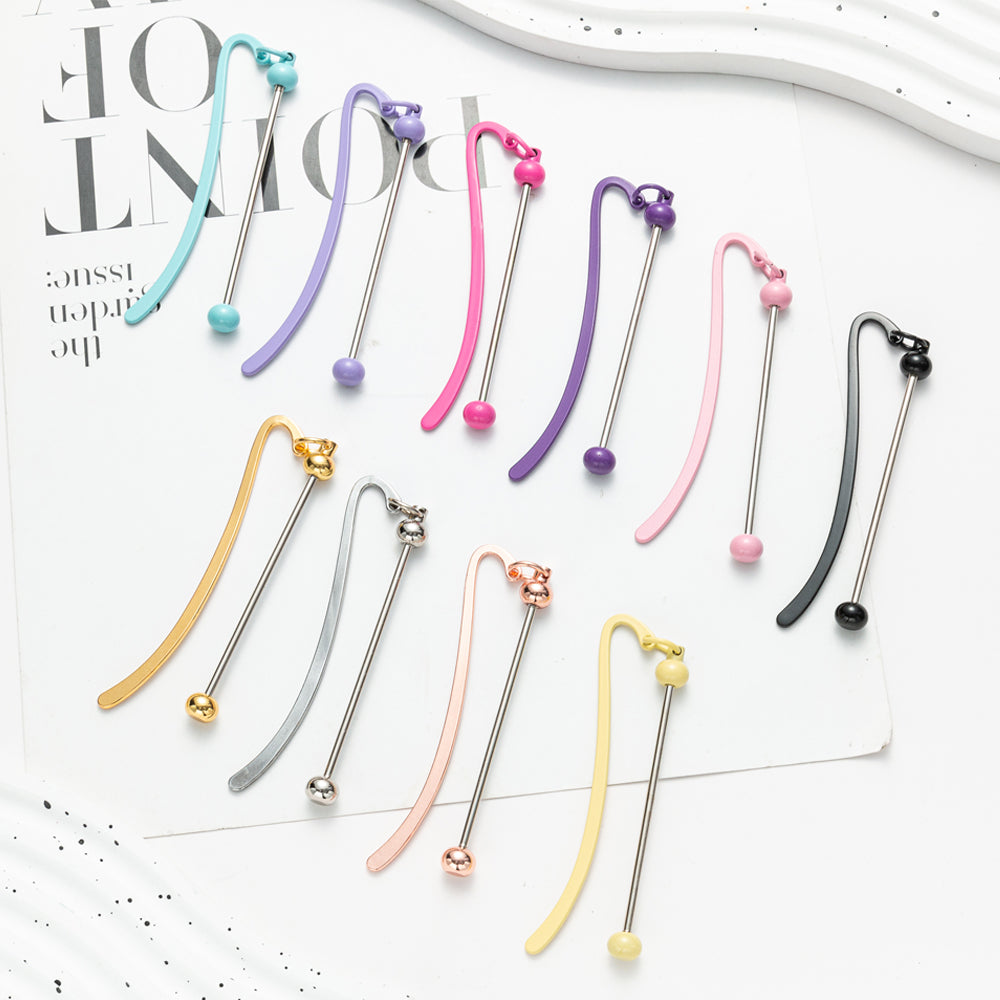 Wholesale 500pcs Solid Color Beadable Bookmarks Metal DIY for Beadable Bar