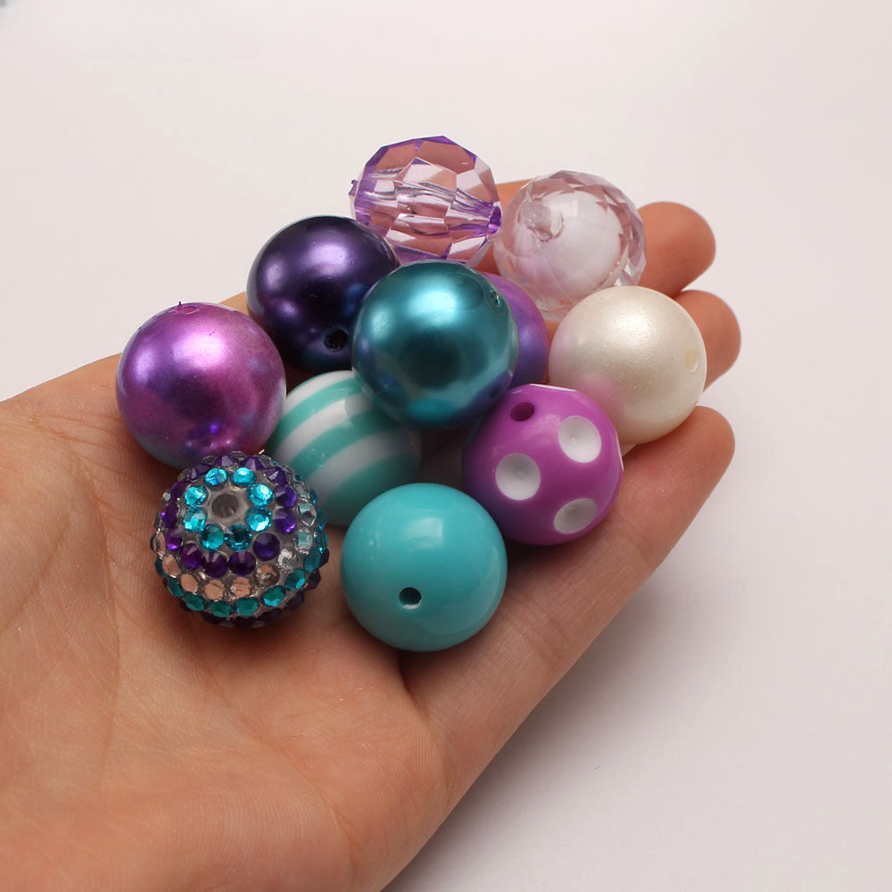 Wholesale 50pcs Ocean Style Mermaid Color 20MM Acrylic Large Beads DIY Mixed Color Mixed Combination Beads Loose Beads