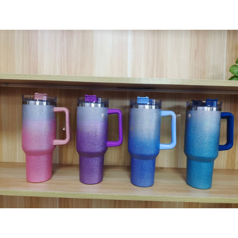 Wholesale Tumbler of 20PCS Stainless Steel Car Mounted Rainbow Paint Thermal Sublimation Gradient Cold Insulation Handle Cups