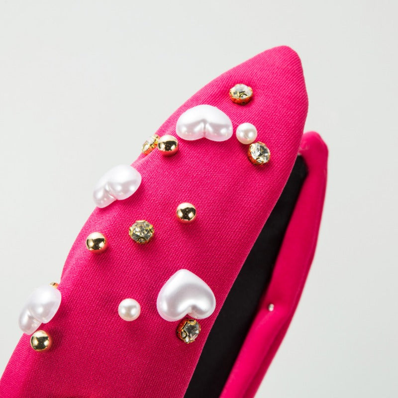 Wholesale Fashion Valentine's Day Love Pearl Wide Brim Knotted Beaded All-match Sweet Headband