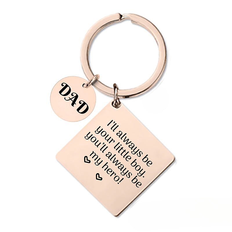 Wholesale Square Hanging Tag Engraved Metal Keychains