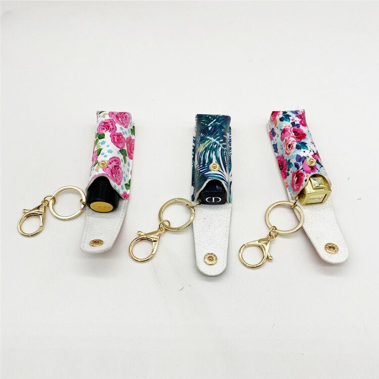 Wholesale 10PCS Lipstick Leather Case Keychain Pendant