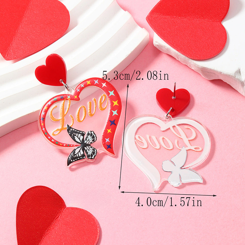 Wholesale Valentine's Day Pink Love Envelope Acrylic Earrings