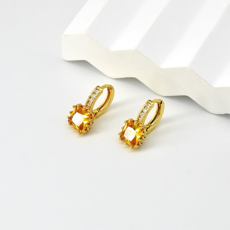 Wholesale Temperament Inlaid Cubic Zirconia Simple and Sweet Full Diamond Copper Earrings