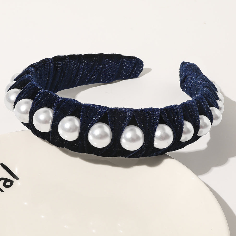 Wholesale of New Autumn and Winter Velvet Woven Pearl Hair Bands