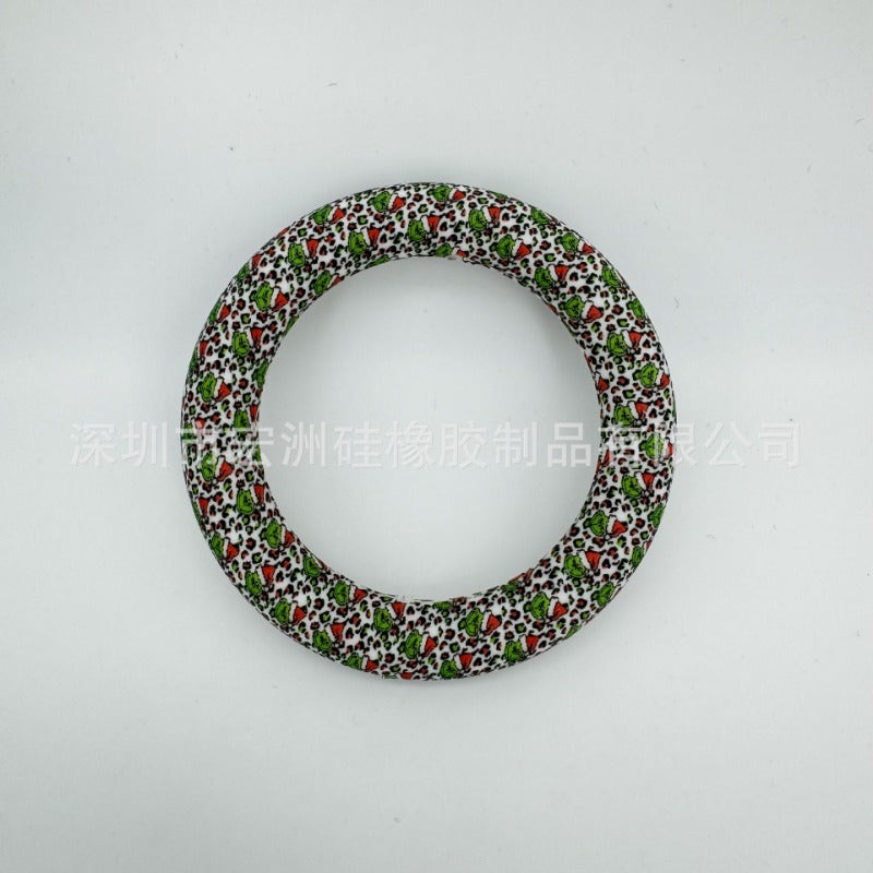 Wholesale 10pcs DIY Printed Ring Silicone Beads