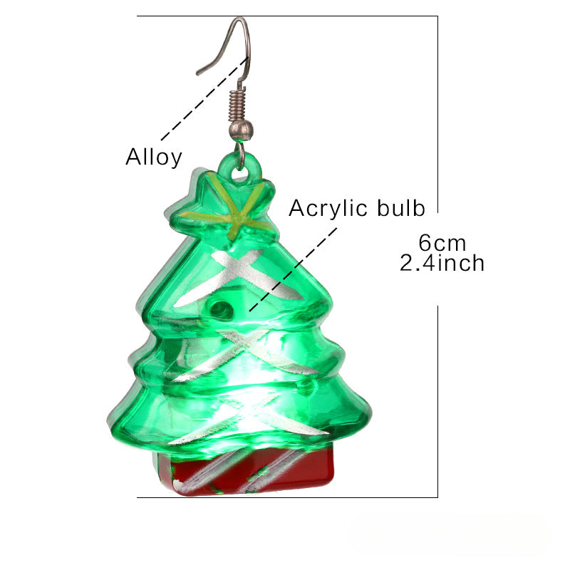 Wholesale LED Light Glow Christmas Plastic Earrings