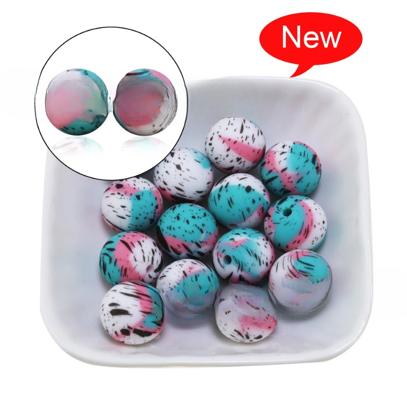 Wholesale 50PCS/PACK Leopard Print Water Transfer Silicone Beads