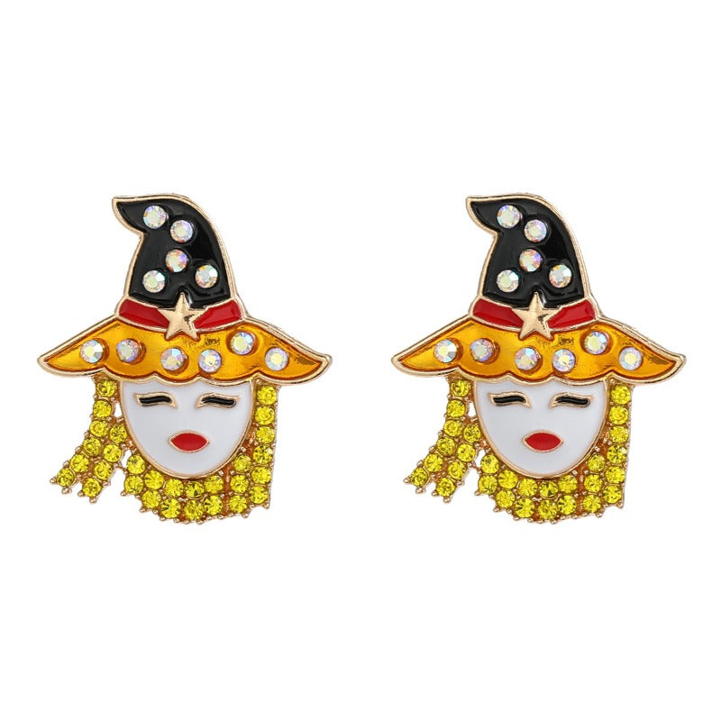 Wholesale Oil Dripping Diamond Hat Earrings