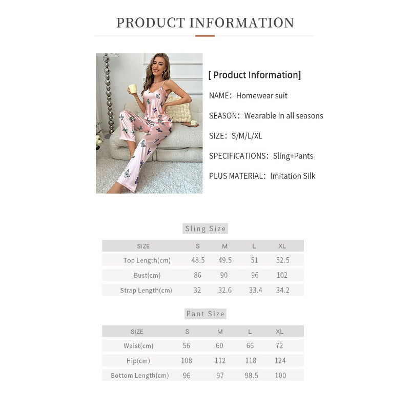 Wholesale Suspender Skirt Pants Suit Fashionable Printed Pajamas
