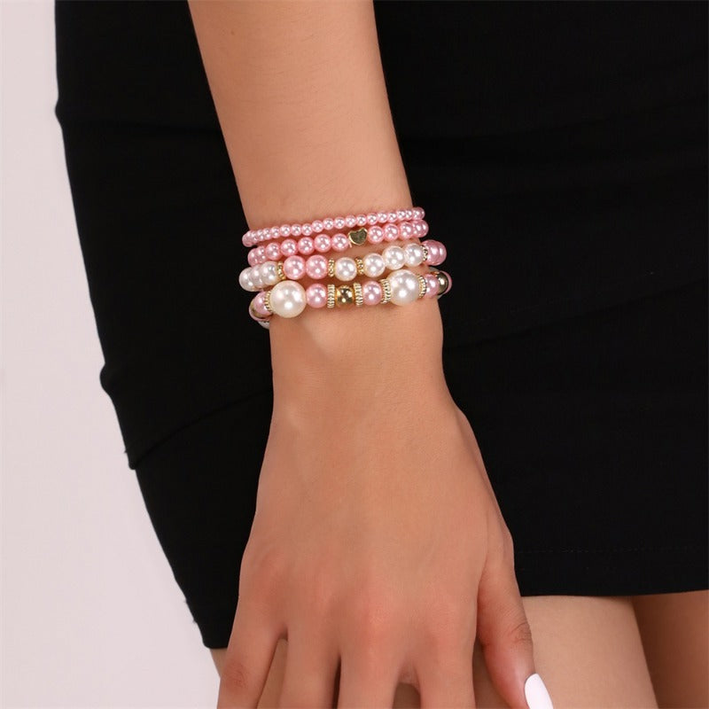 Wholesale Bohemian Pentagram Love Pearl Bracelet Set