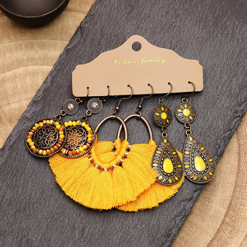 Wholesale Multi-piece Set Boho Tassel Flower Earrings