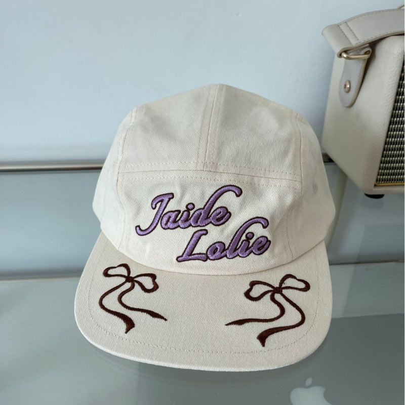 Wholesale Bow Embroidery Flat Brim Baseball Cap