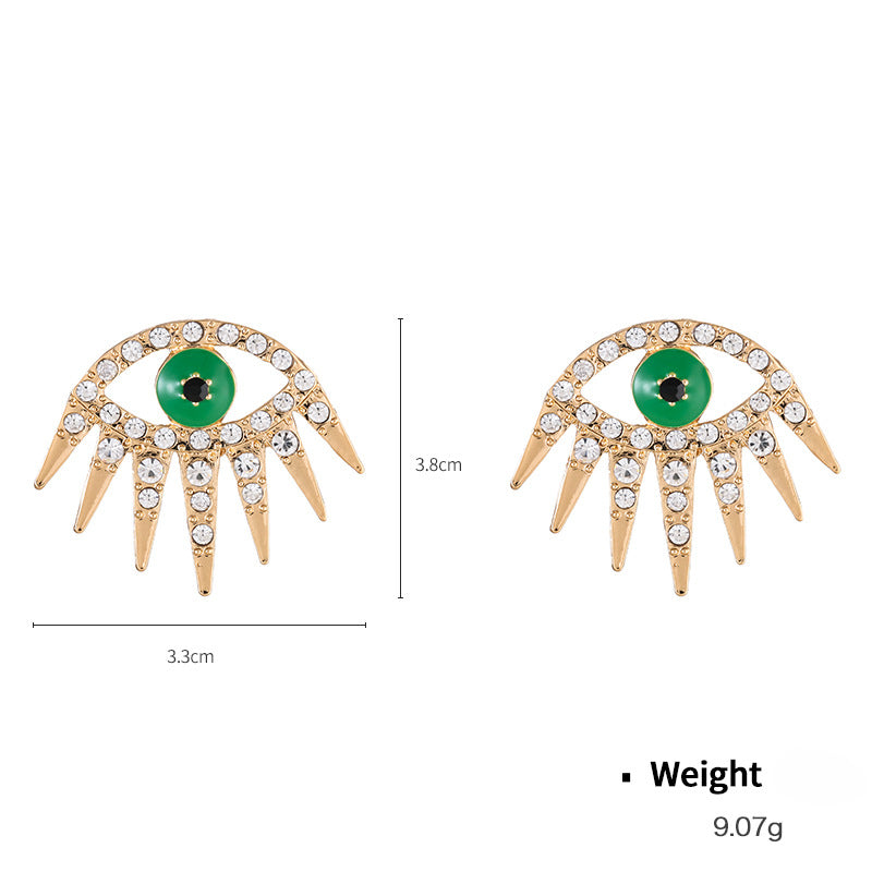 Wholesale Alloy Gold Plated Diamond Dripping Devil's Eye Earrings