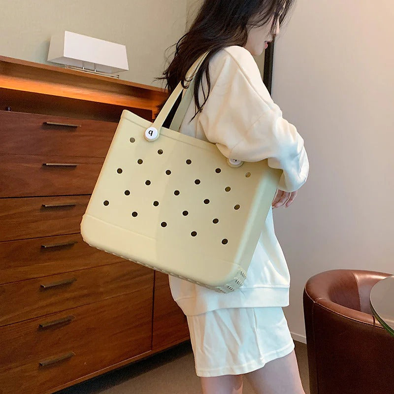 Wholesale Silicone Hollow Hole Handbag Beach Vacation Tote Bag