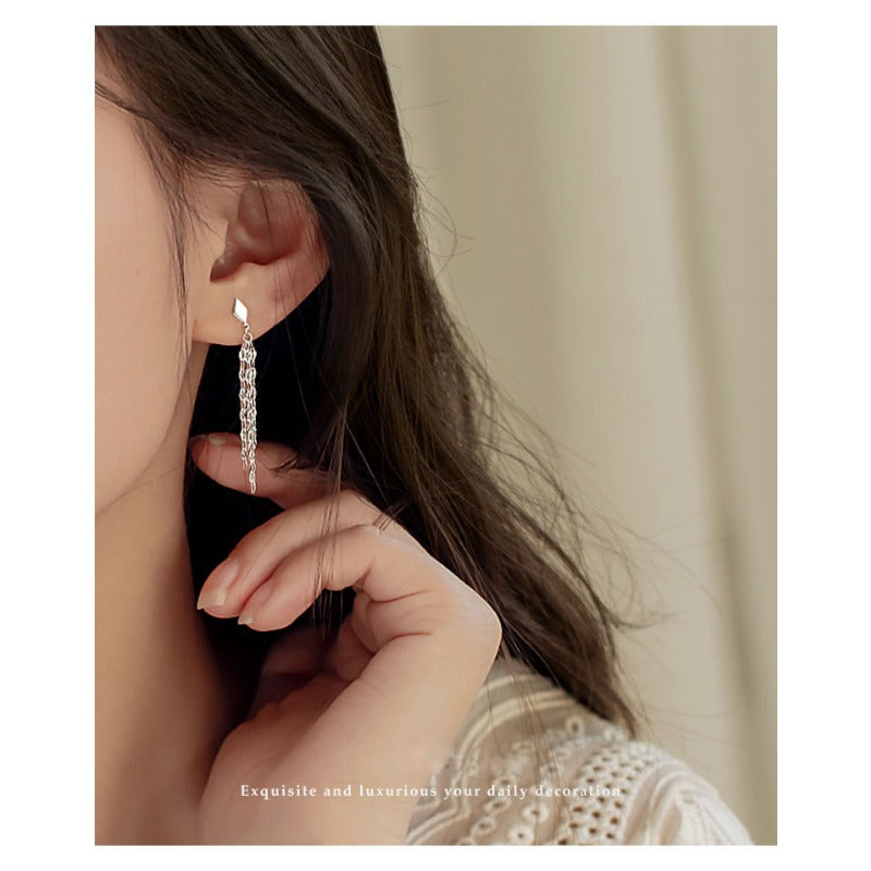 Wholesale 925 Sterling Silver Diamond Tassel Earrings