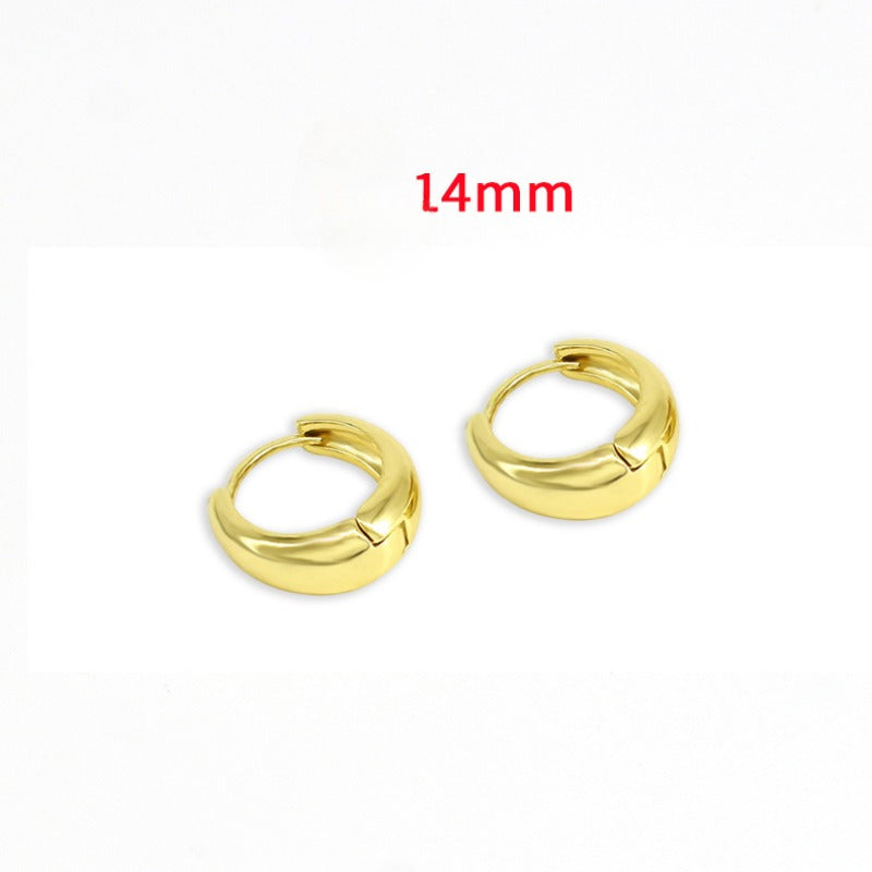 Wholesale Smooth European and American Fashionable Versatile Simple Copper Gold-plated Earrings