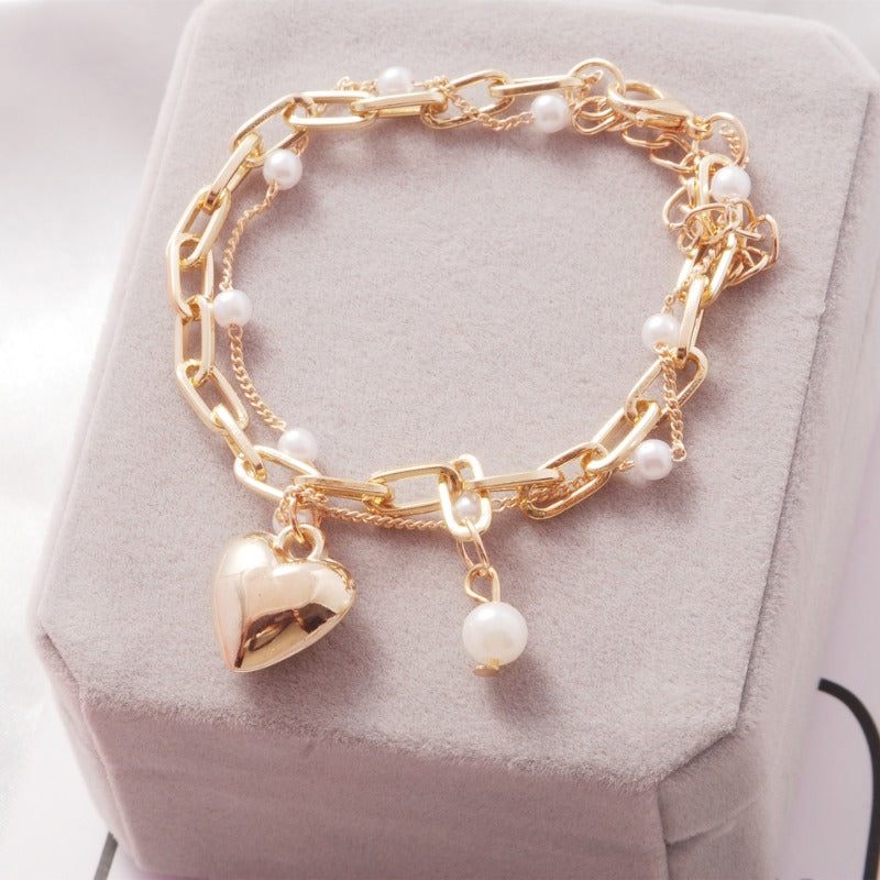 Wholesale Love Pearl Double Layer Bracelet